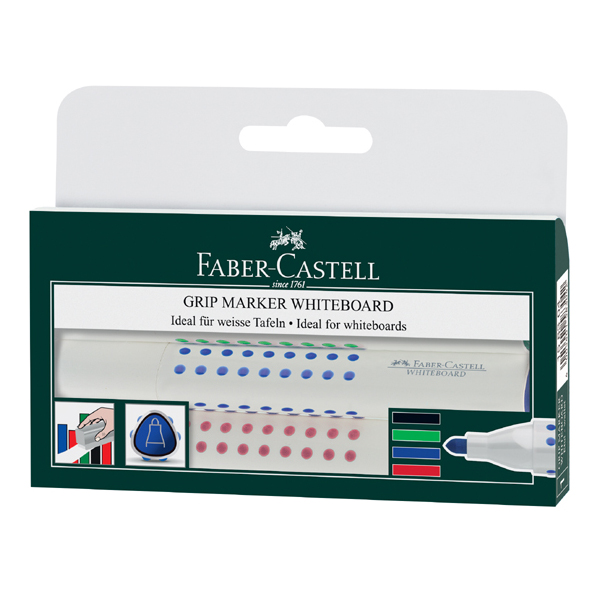 Faber Castell Grip Whiteboard Marker Round Tip - 4 Pack