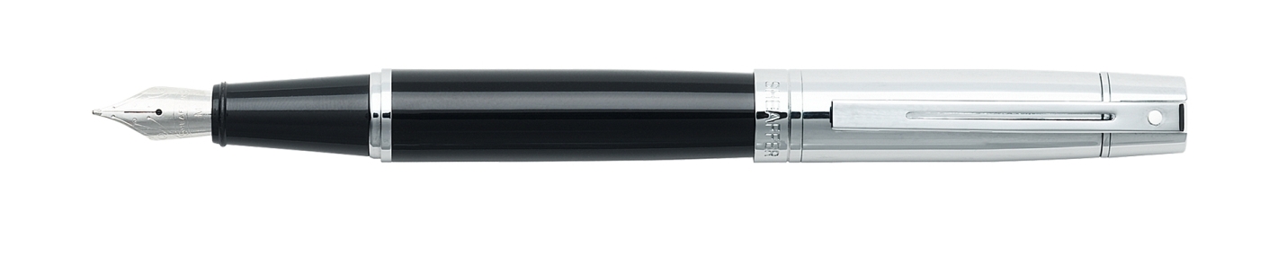 Sheaffer 300 Glossy Black And Chrome Fountain Pen