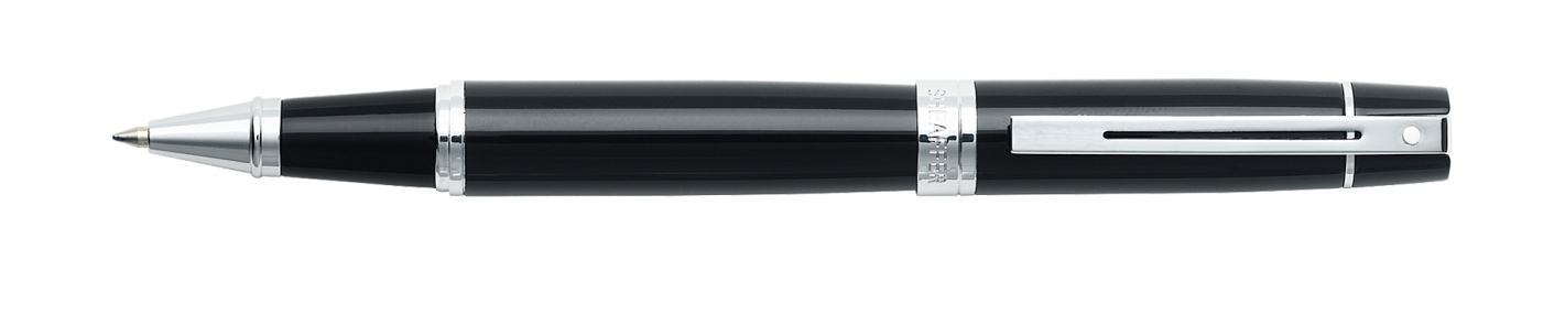 Sheaffer 300 Glossy Black Chrome Plate Trim Rollerball Pen