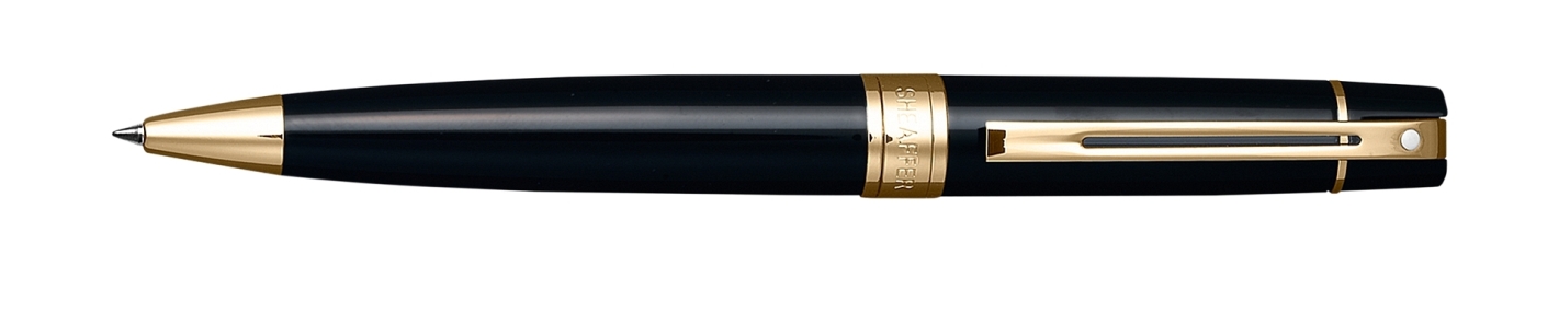 Sheaffer 300 Glossy Black Gold Tone Trim Ball Point Pen